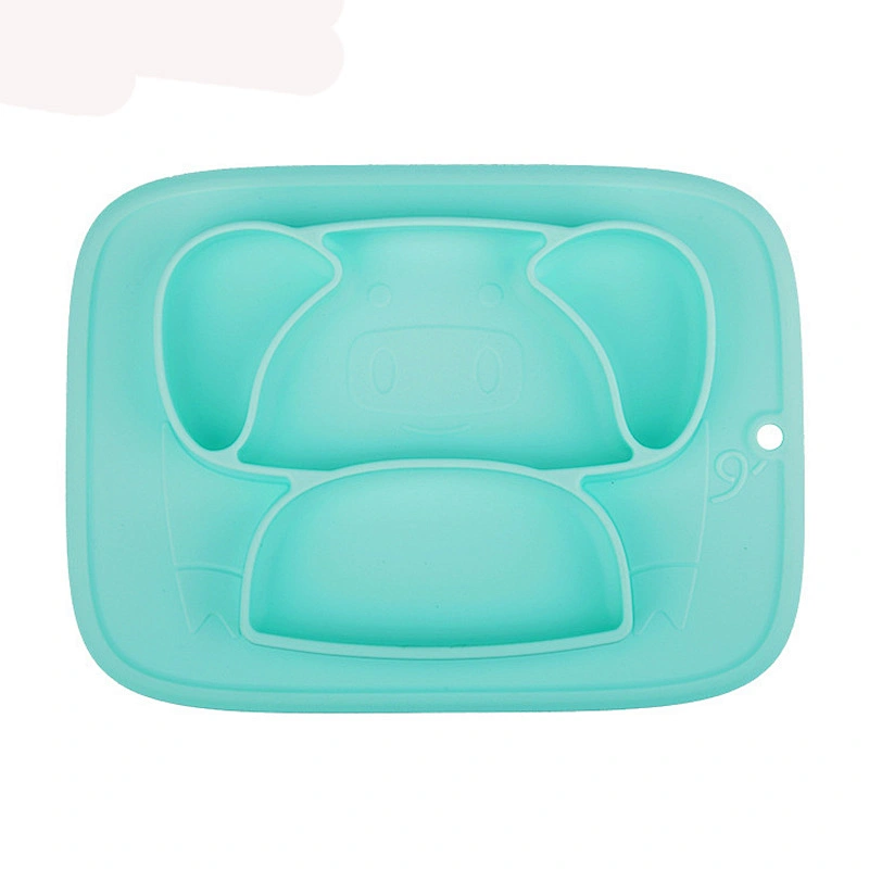 Tableware Health and Environmental Protection Children's Baby Silicone Integrated placemat  Plate Compartment 4grid  design