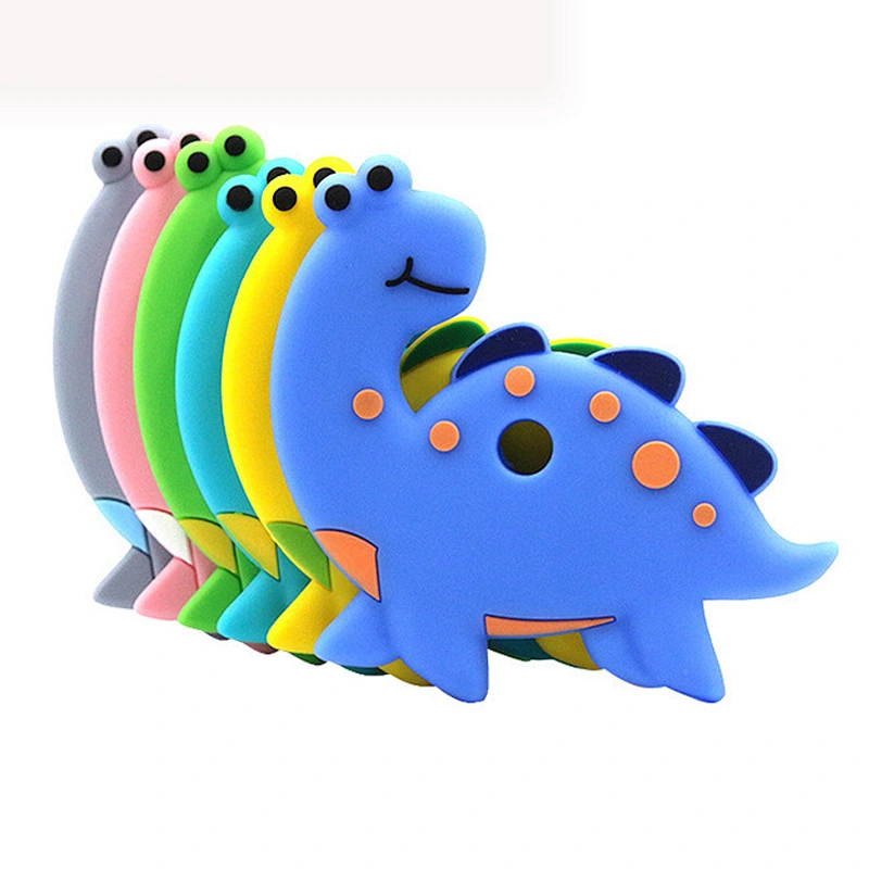 factory wholesale custom   food grade silicone kids dinosaur toy teether cartoon dinosaur soft rubber  toy