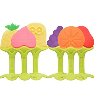 BPA FREE silicone training toy baby fruit teether