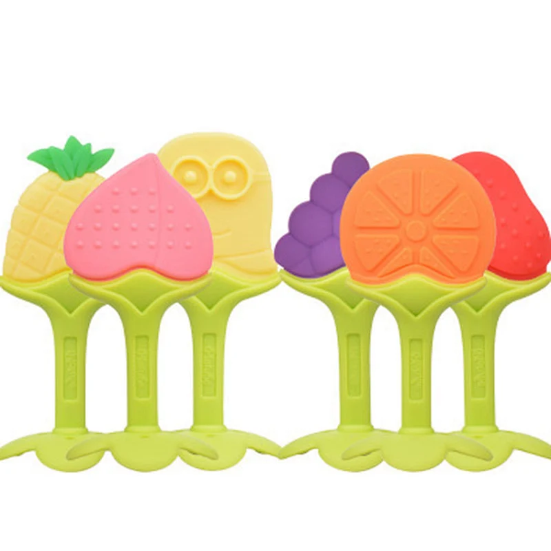 BPA FREE silicone training toy baby fruit teether
