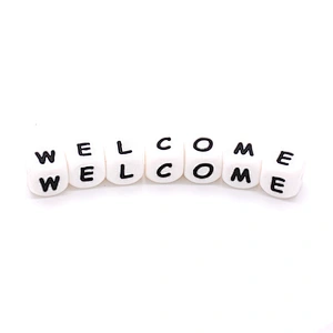 customized bpa free silicone beads  letter teething Dice beads