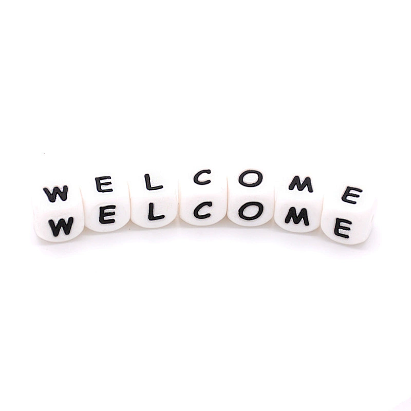 customized bpa free silicone beads  letter teething Dice beads