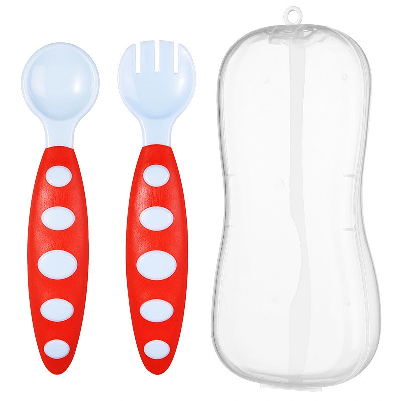 factory custom   color PP   baby spoon and fork set  in box