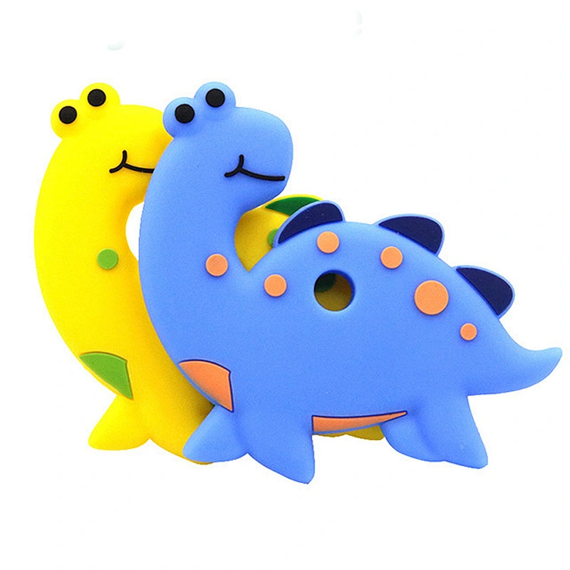 factory wholesale custom   food grade silicone kids dinosaur toy teether cartoon dinosaur soft rubber  toy