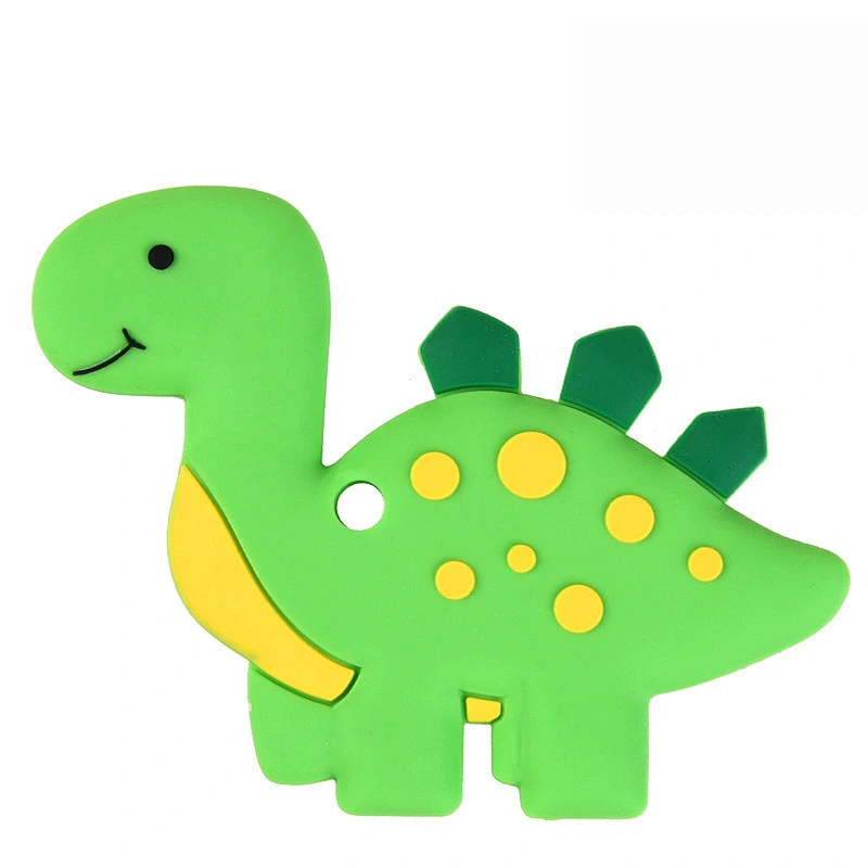 Non-Toxic BPA Free stocked gift  food grade silicone baby dinosaur teether cartoon  animal toy