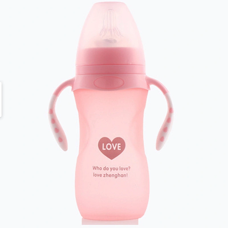 240ml thermal glass water bottle with silicone sleeve  glass feeding bottle