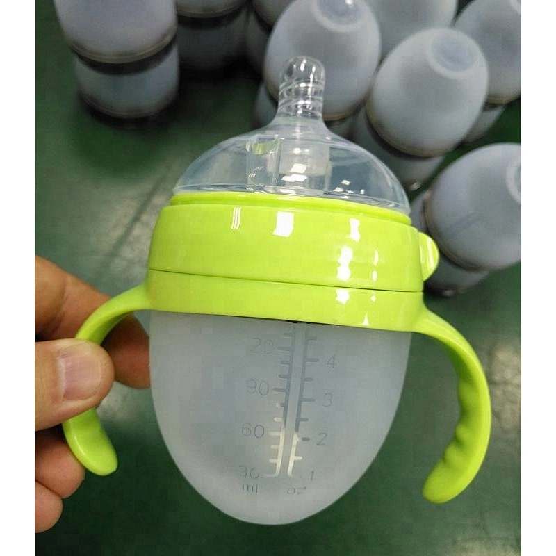 OEM High quality silicone baby bottle label feeding bottle with handle