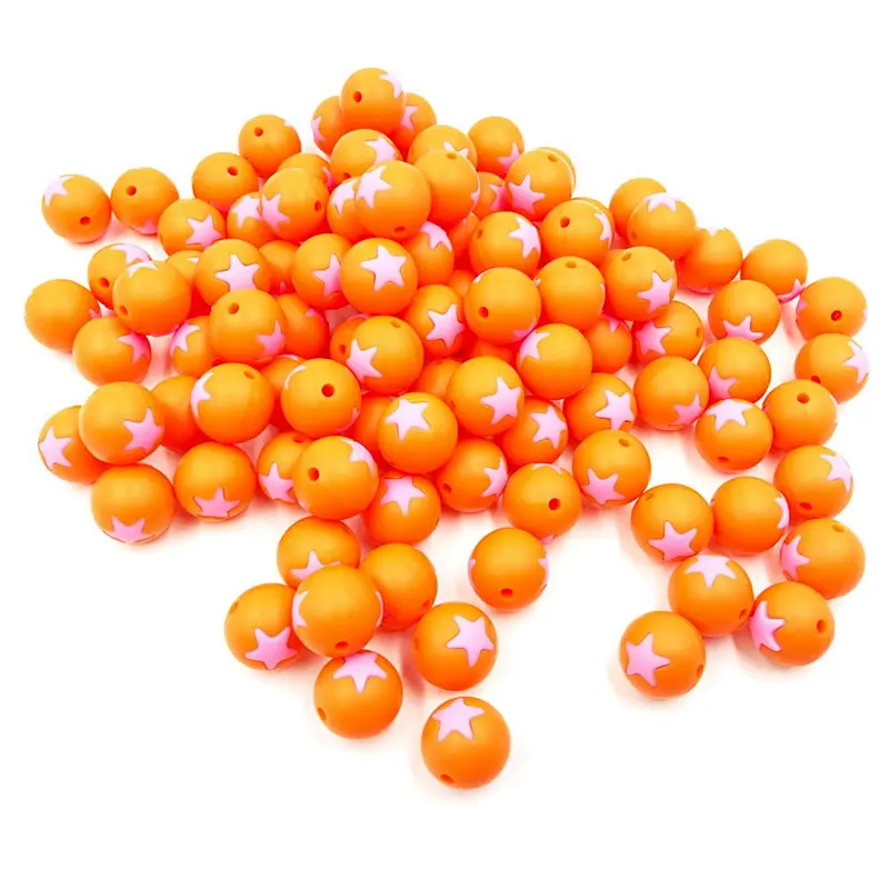 factory wholesale  food grade pentagram star round soft  silicone  baby  teething beads