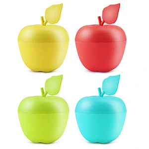 factory custom apple shape silicone baby food storage  cover bowl  storage  food baby snack  bowl with cover