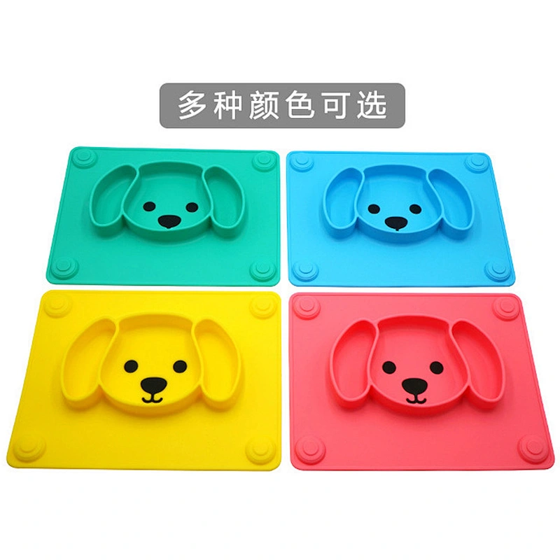 custom Portable silicone  suction  baby dog  Shaped Plates  Food Supplement Tableware Baby Cartoon plate