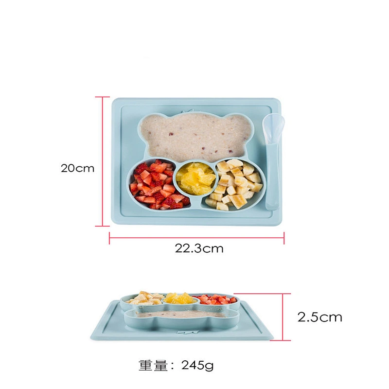 Integrated non-slip food grade silicone frame plate for children for school