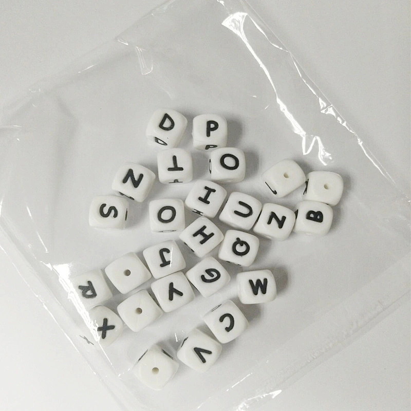 factory wholesale bpa free silicone  alphabet dice beads  letter  customized