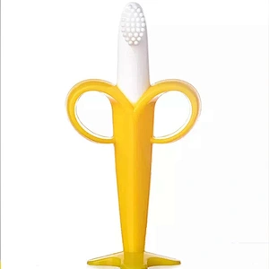 Factory direct banana baby Infant Training Toothbrush   chew baby toy teether silicone