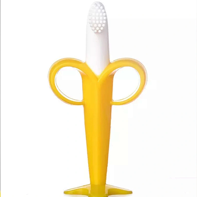 Factory direct banana baby Infant Training Toothbrush   chew baby toy teether silicone