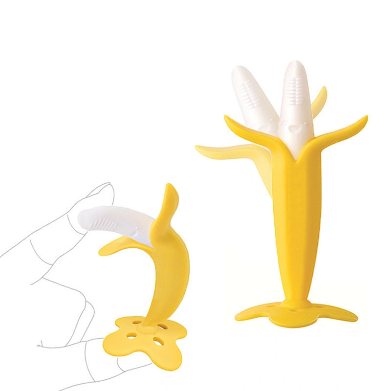 Food grade  soft baby finger silicone baby training toothbrush