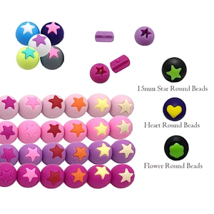 factory wholesale  food grade pentagram star round soft  silicone  baby  teething beads