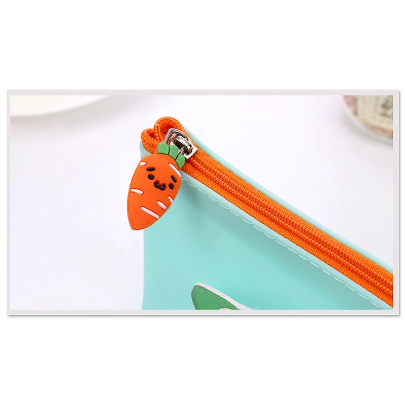 Amazon top sellers eco friendly large capacity cute carrot pattern silicone  pen bag for school or daily use