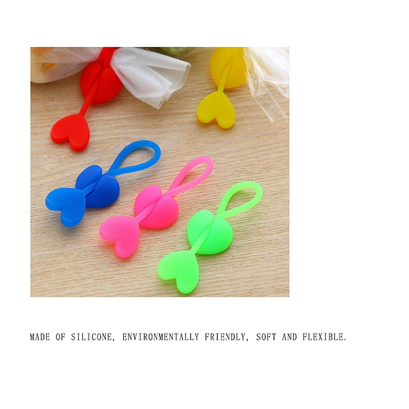 2020 Multi-functional environmentally friendly recyclable elastic heart-shaped silicone sealing clip for kitchen