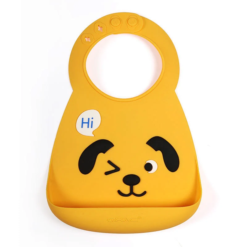 waterproof new baby bibs  pack Adjustable blank  cartoon screen printed  set bibs  with Food Catcher for children