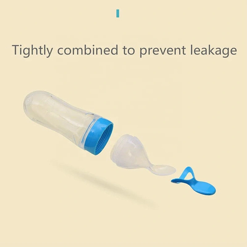 BPA free silicone squeeze bottle spoon baby food feeder