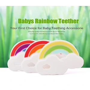 BPA free Funny cute safe food-grade silicone rainbow teether for Baby molars