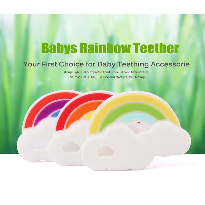 BPA free Funny cute safe food-grade silicone rainbow teether for Baby molars