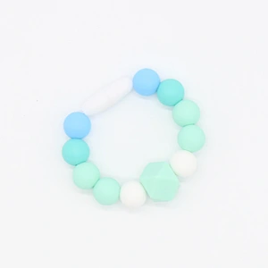 BPA Free Food Grade diy Soft Silicone Beads Bracelet Safe Teething Ring Baby Teethers Toy silicone ball bracelet logo