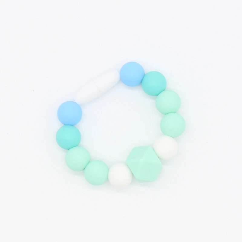 BPA Free Food Grade diy Soft Silicone Beads Bracelet Safe Teething Ring Baby Teethers Toy silicone ball bracelet logo