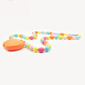 latest design african beads  chew necklace Teether Silicone Teething Beads Chew Necklace Bracelets cord Wholesale custom