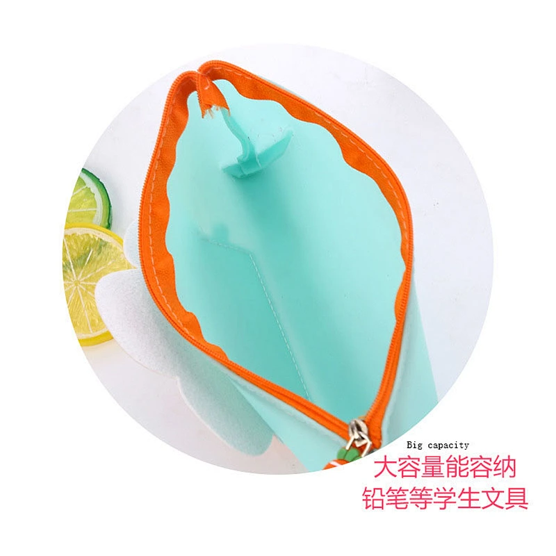 Amazon top sellers eco friendly large capacity cute carrot pattern silicone  pen bag for school or daily use