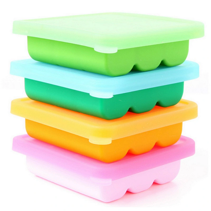 9 grids   Microwavable silicone   baby food  storage  containers box bpa free