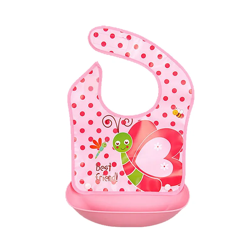 Factory  price custom made  printed detachable waterproof  silicone  bibs for baby