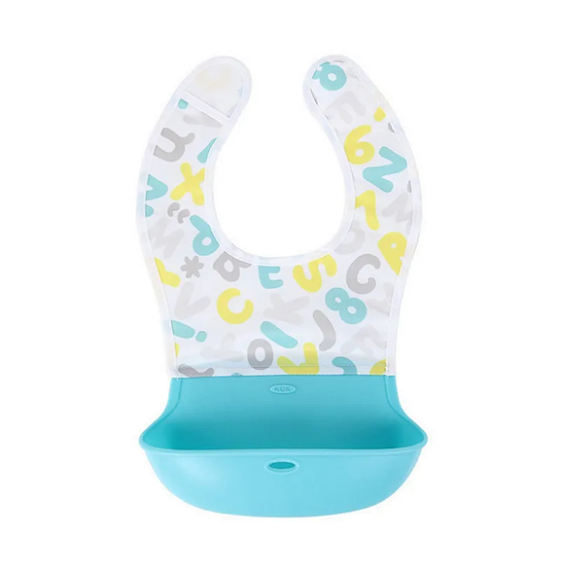 Embroidered Custom Printing Food Drade Silicone Baby Bandana Drool Bibs Hook Dnd Loop Fastener For Children
