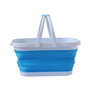 Soft Plastic Silicone Collapsible Shopping Basket  With Handle