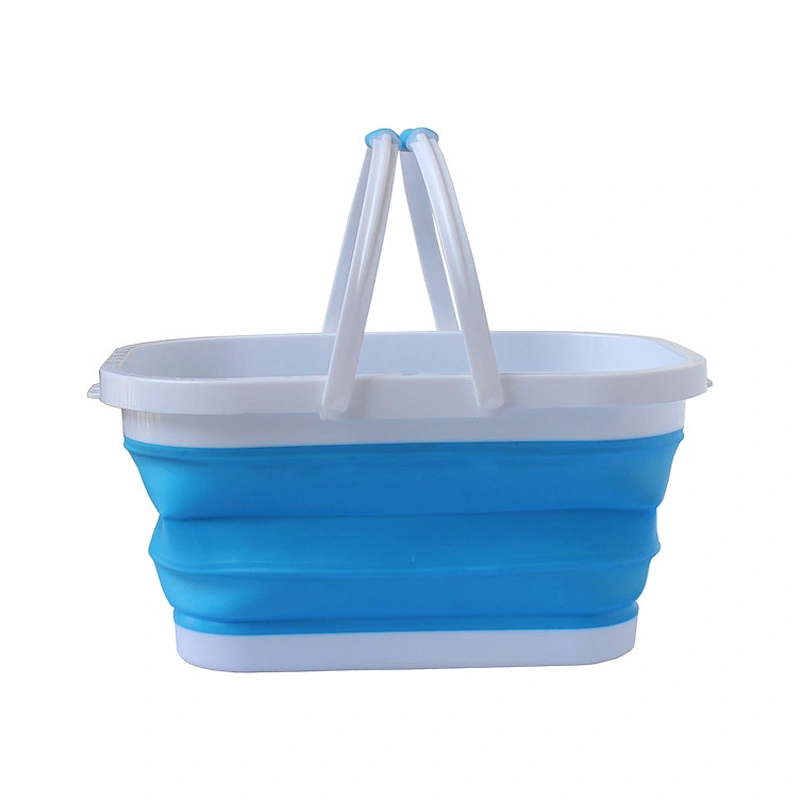 Soft Plastic Silicone Collapsible Shopping Basket  With Handle