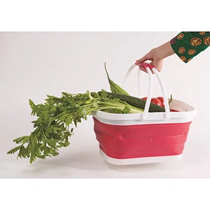 Soft Plastic Silicone Collapsible Shopping Basket  With Handle