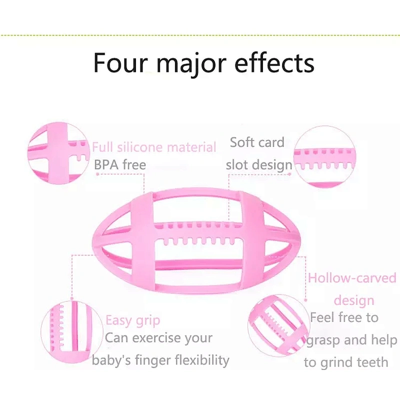 Washable funny baby training teether silicone Football Rugby teether
