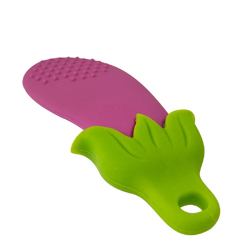 Soft  eggplant silicone baby teether toys