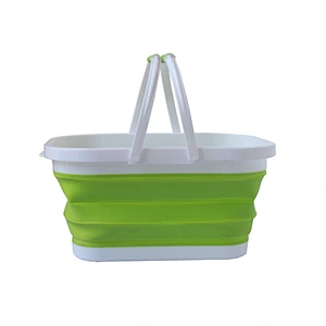 Soft Plastic Silicone Collapsible Shopping Basket  With Handle
