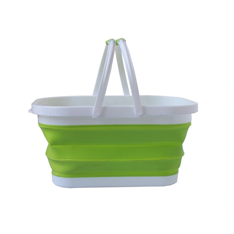 Soft Plastic Silicone Collapsible Shopping Basket  With Handle