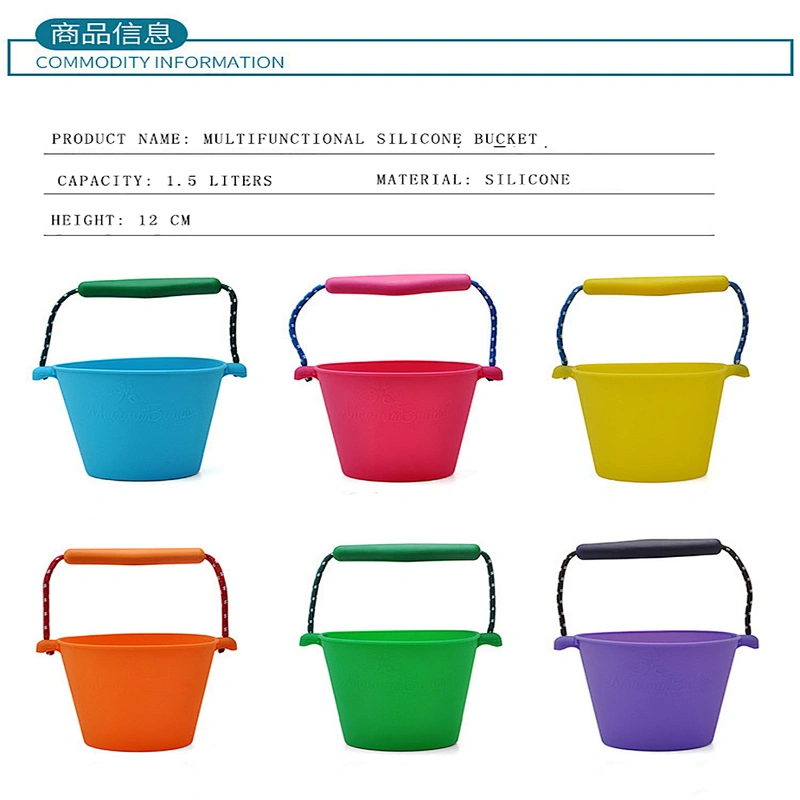 2020 Amazon top seller children's folding multi-purpose beach water bath portable silicone soft bucket for playing