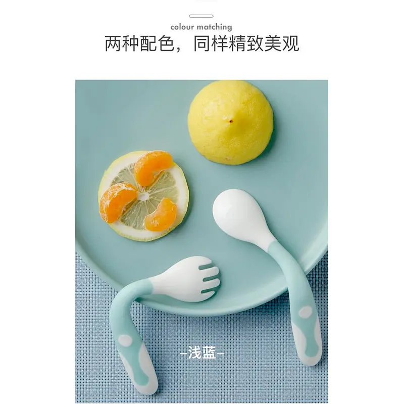 BPA FREE Funny cute safe soft easy to clean food-grade  spoon and fork for Baby for feeding