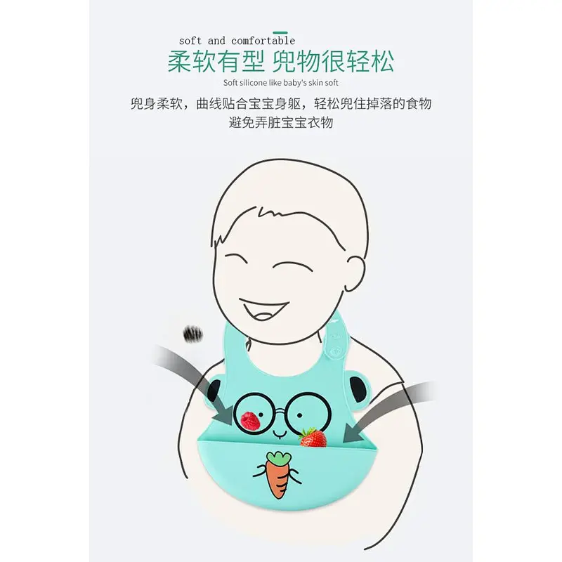2020 New design custom printed disposable eco-friendly waterproof silicone rubber baby's bibs for feeding