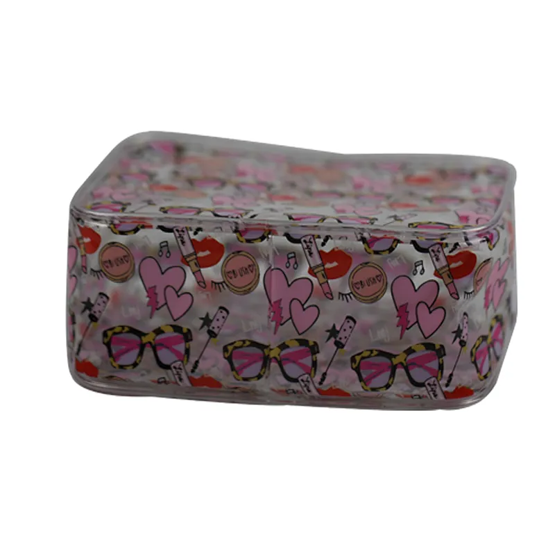 Custom fashion transparent pvc square cartoon easy to carry multi-function bag