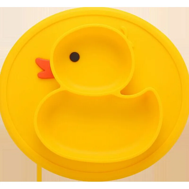 Yellow duck food-grade silicone baby plate;silicone baby placement