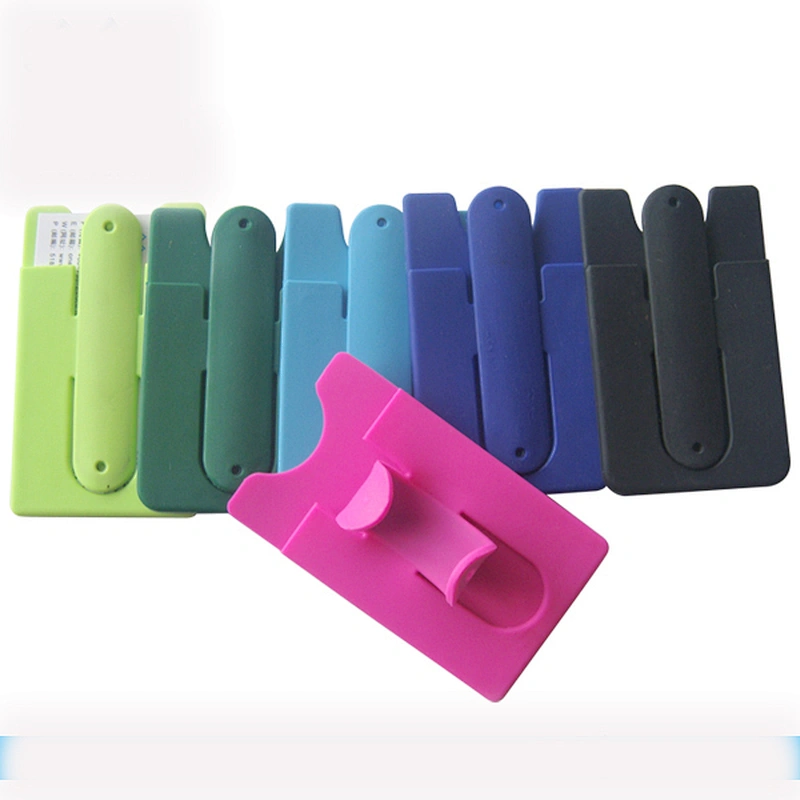 Colorful  Silicone Stick Backed Credit Card  Stand Slot Phone Holder Cradle Bracket Holder Sticker Back Wallet for Smart Mobile