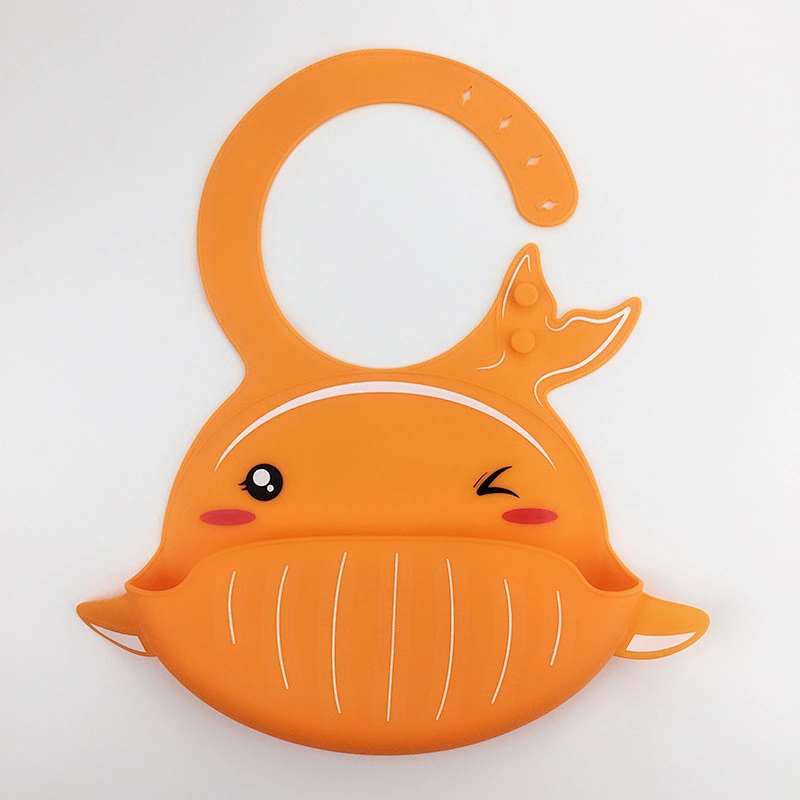 New Design Silicon Waterproof Baby Bibs for Girls and Boys with Catcher