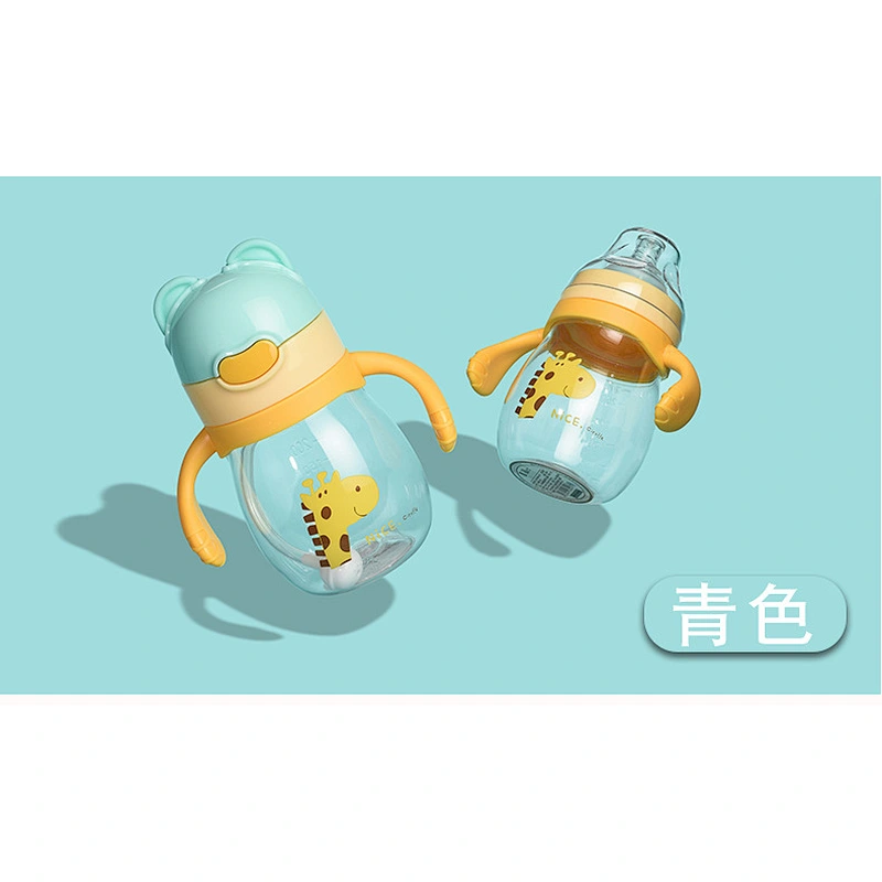 Durable anti-skid safety eco friendly silicone milk bottle with double canopy for baby