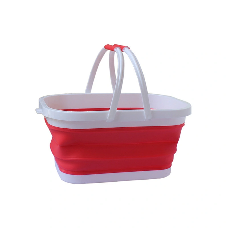 Soft Plastic Silicone Collapsible Shopping Basket  With Handle