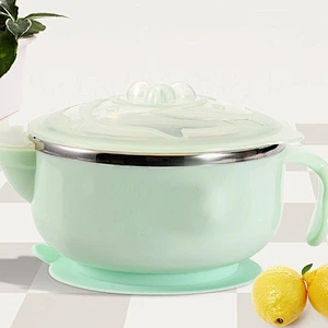 304 stainless steel Food grade silicone  suction cup bowl for baby